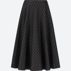 Uniqlo Black Polka Dot Circular Skirt size L